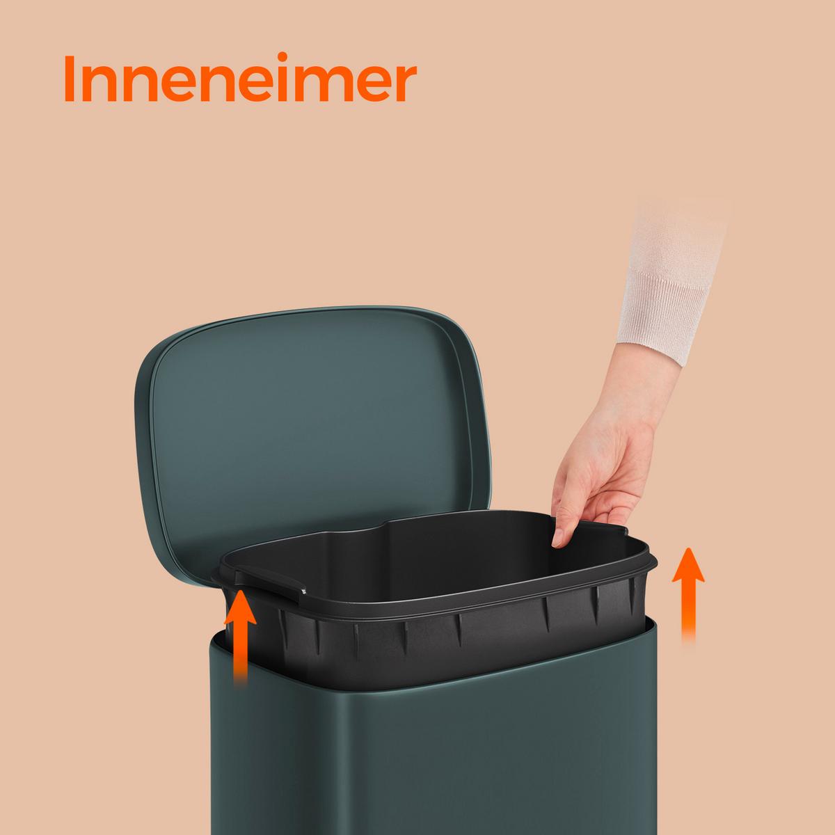 Abfallsammler Grau B: 34,8 Cm - Schwarz/Grau, Basics, Kunststoff/Metall (34,8/63,3/29,7cm)