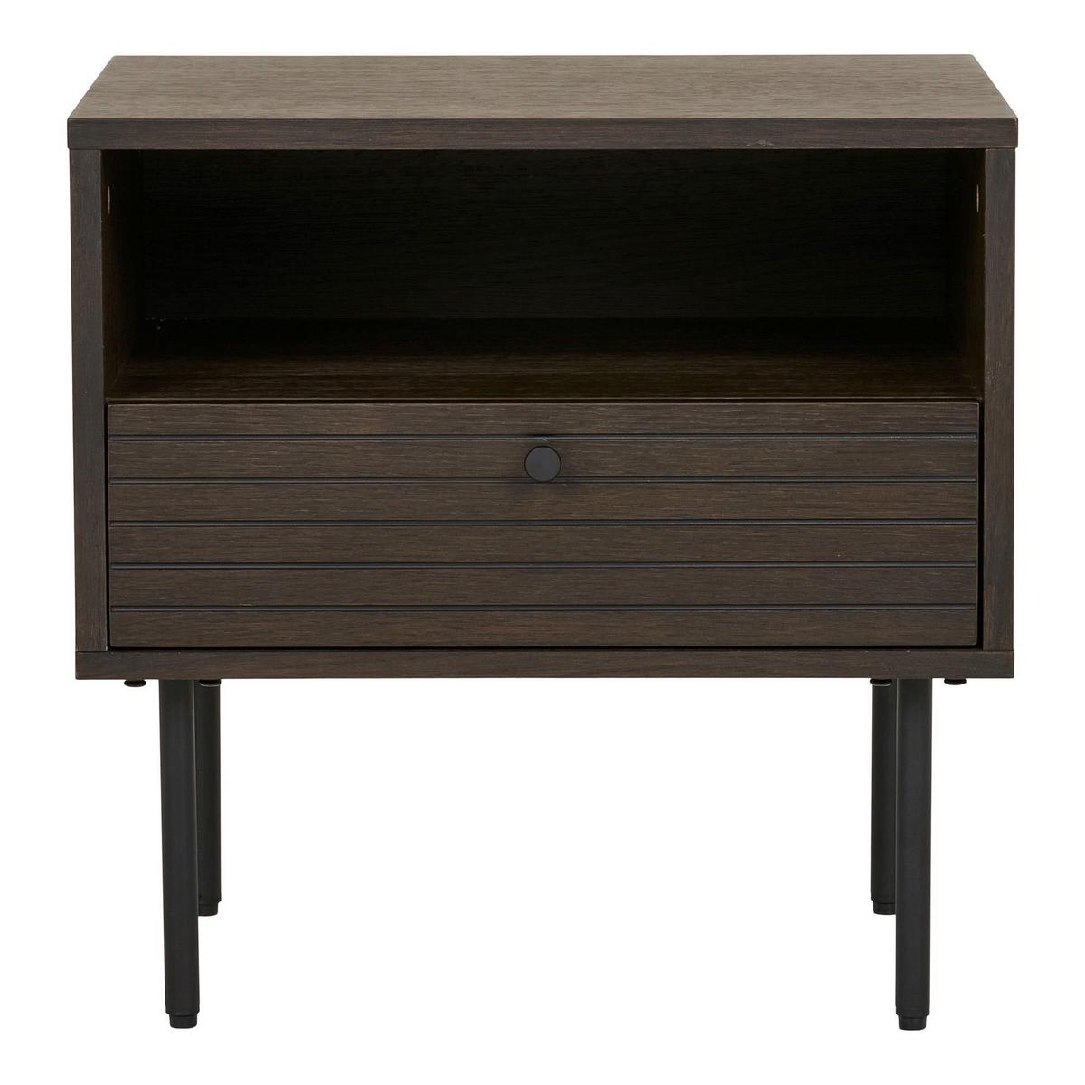 Beistelltisch Kyoto Dunkelbraun, L/B/H: 50x40x50cm - Eiche dunkel/Dunkelbraun, Basics, Holz/Metall (50/40/50cm)