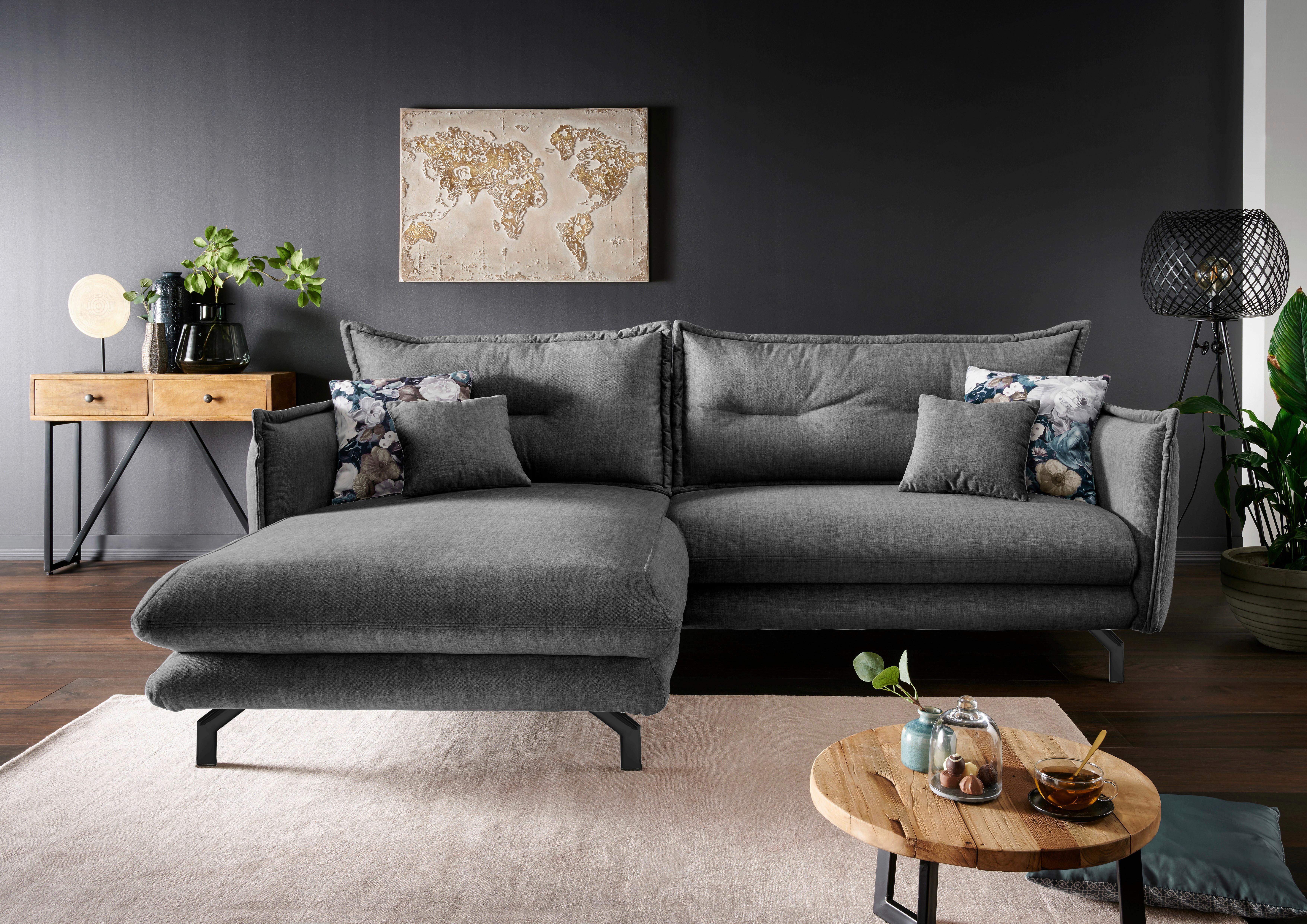Ecksofa Lava Grau S: 180/255 cm - Türkis/Schwarz, MODERN, Textil (180/255cm) - Livetastic