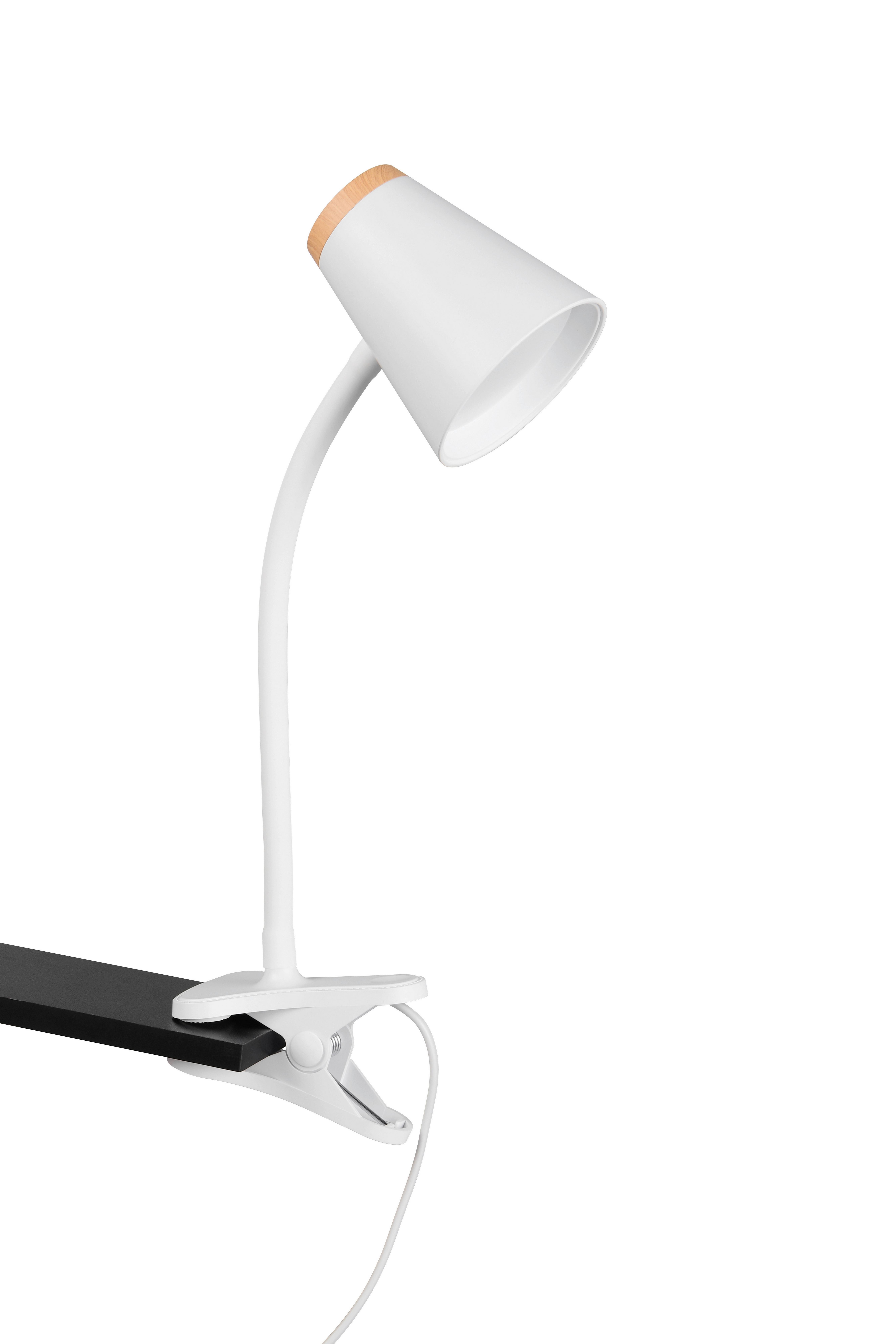 LED-Klemmleuchte Pongo Braun Weiß B: 9,5 cm - Weiß/Braun, Basics, Kunststoff/Metall (33/9,5/32cm)