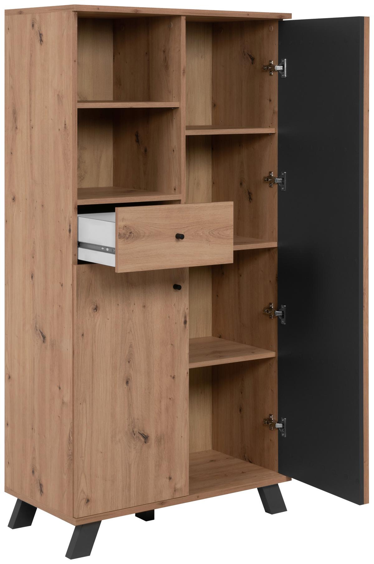 Highboard 80cm Medan 53a Eiche Artisan Dekor - Anthrazit/Eiche Artisan, Design, Holzwerkstoff (80/156/40cm) - MID.YOU