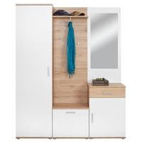 Előszobafal Mia - tölgyfa/fehér, Modern, faalapú anyag/Üveg (150/190/29cm)