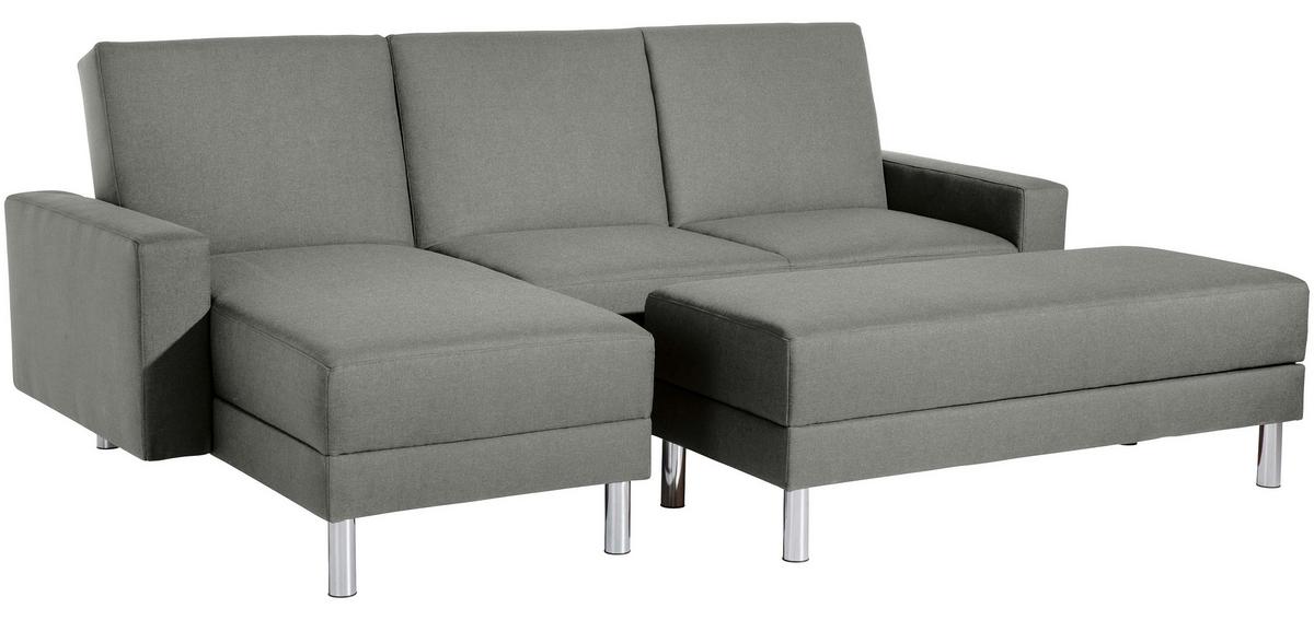 Ecksofa mit Schlaffunktion Just Fashion Hellgrau - Chromfarben/Hellgrau, KONVENTIONELL, Textil (152/230cm) - Max Winzer