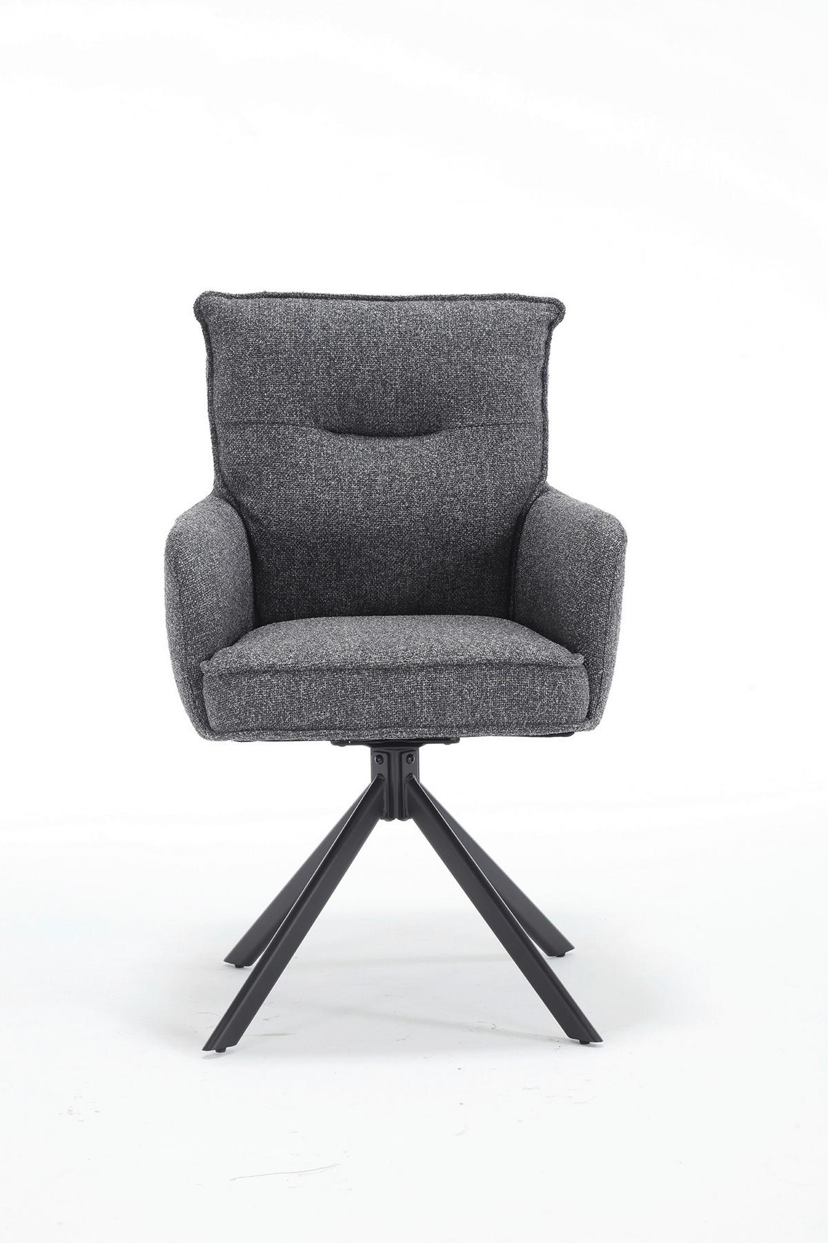 Armlehnstuhl Anthrazit B: 60cm - Anthrazit/Schwarz, MODERN, Textil/Metall (60/93/67cm) - Livetastic