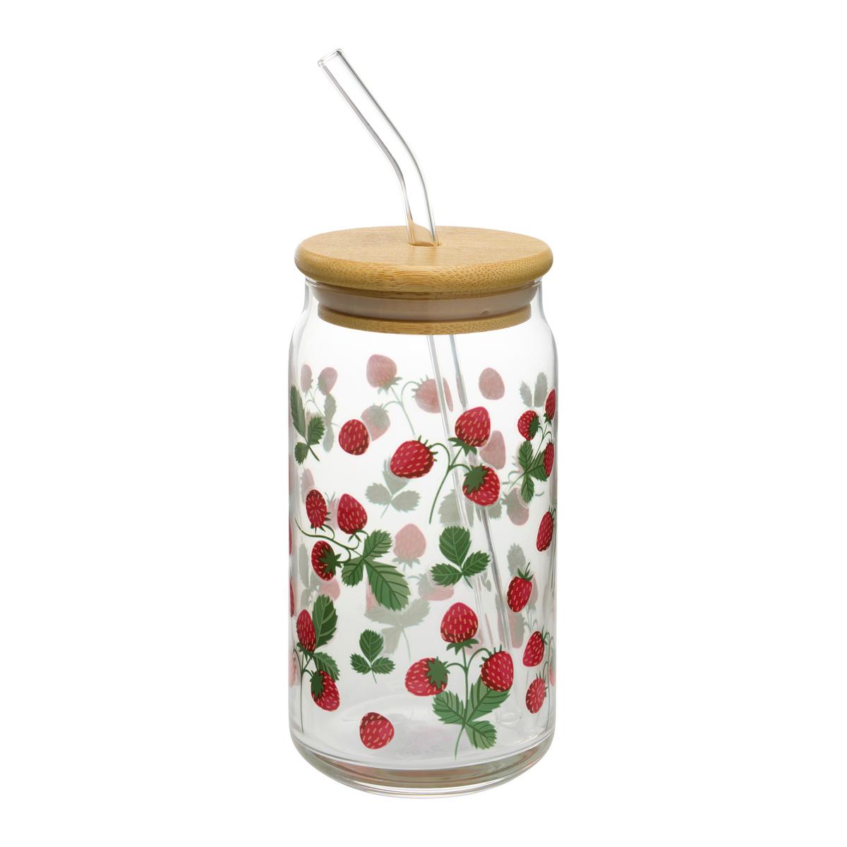 Pohár na pitie FRUITS - hnedá/číra, Konventionell, plast/prírodné materiály (7/14.5cm)