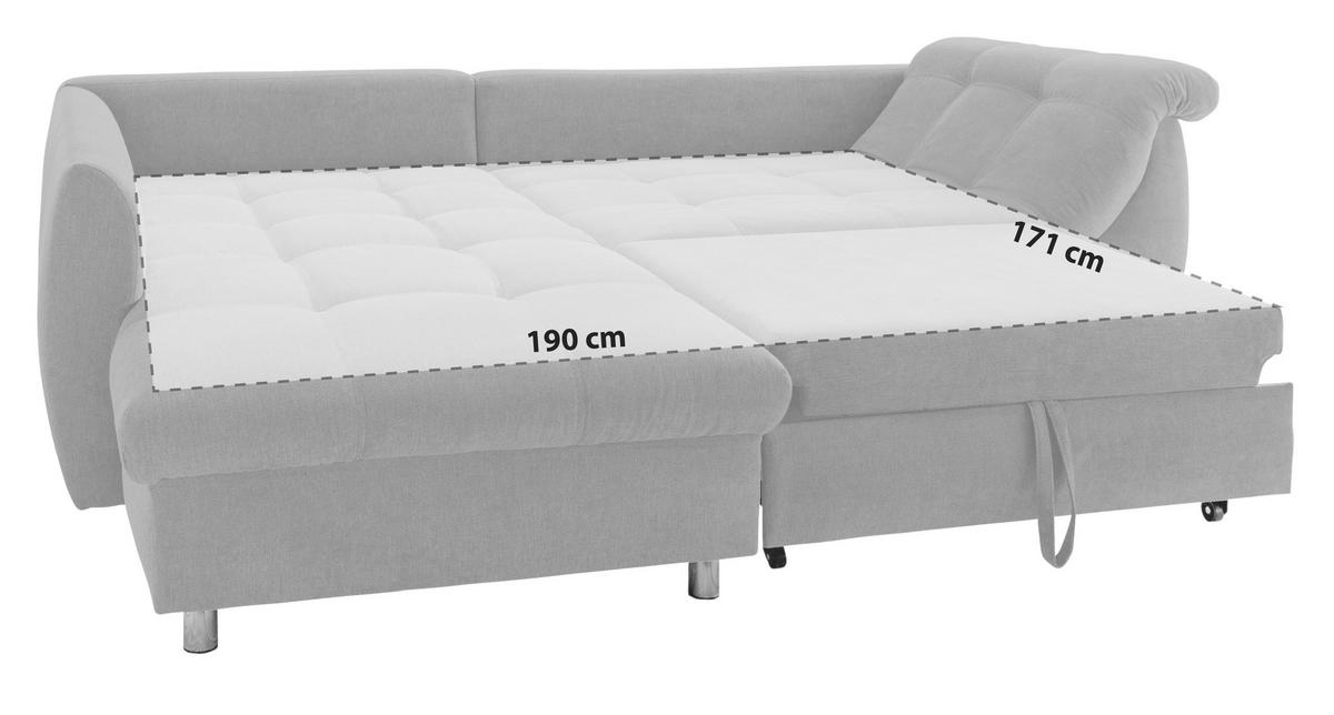 Rohová sedačka AGIRA, ľavá, modrá / strieborná - modrá/chrómová, Design, textil/plast (190/250cm) - Livetastic