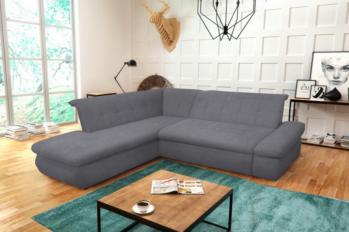 Ecksofa Mit Armteilverstellung Moric Dunkelgrau Mikrofaser - Chromfarben/Dunkelgrau, KONVENTIONELL, Textil (216/273cm) - MID.YOU