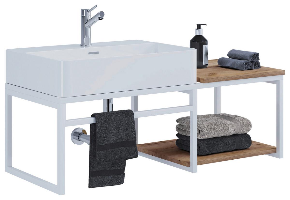 Waschtischkombi 2--Teilig. Waschplatz "bitila 100" - Honigeiche/Weiß, MODERN, Keramik/Holzwerkstoff (100cm) - MID.YOU