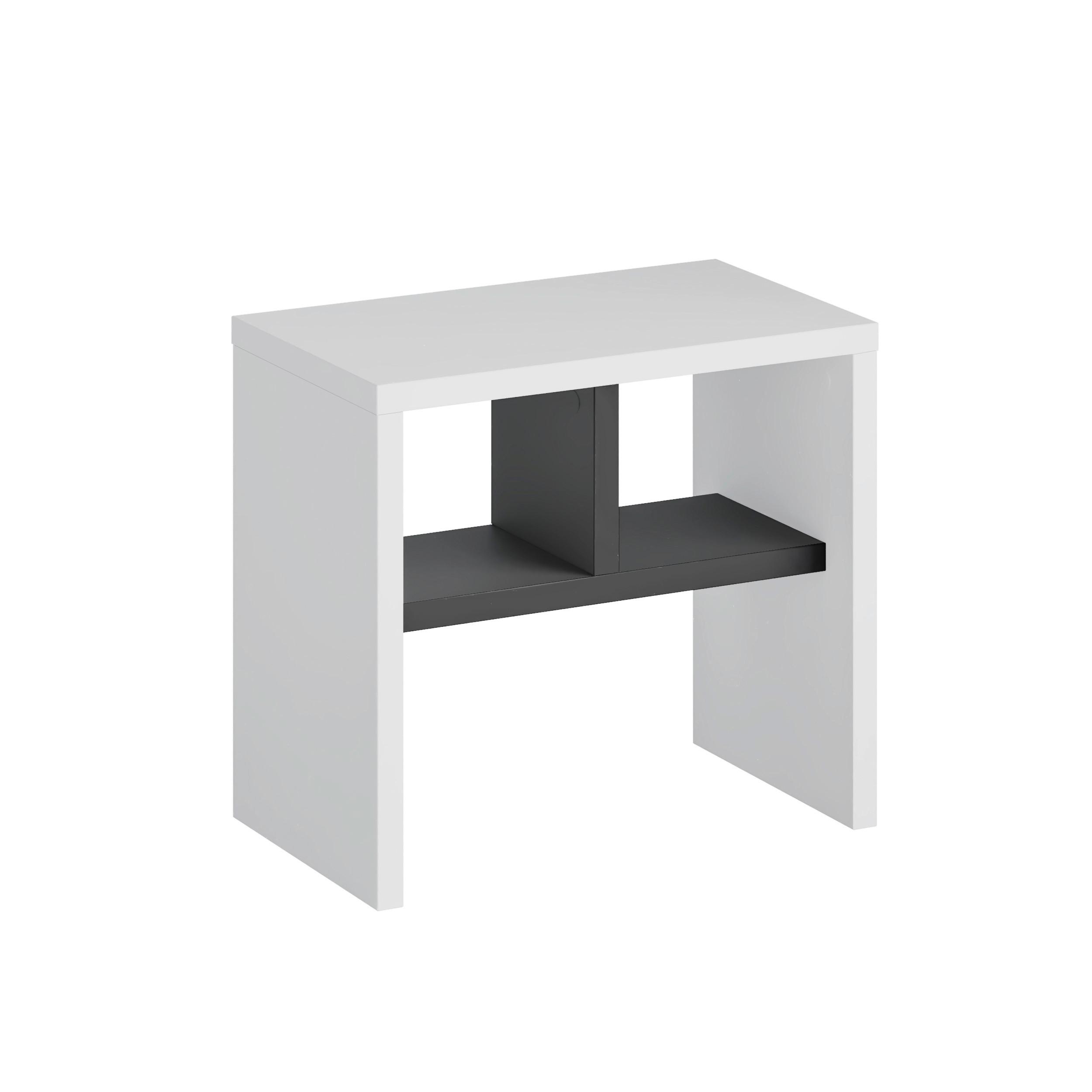 Beistelltisch Komoti Weiß/Anthrazit B: 50 cm - Anthrazit/Weiß, Design, Holzwerkstoff (50/29,5/45cm) - Livetastic