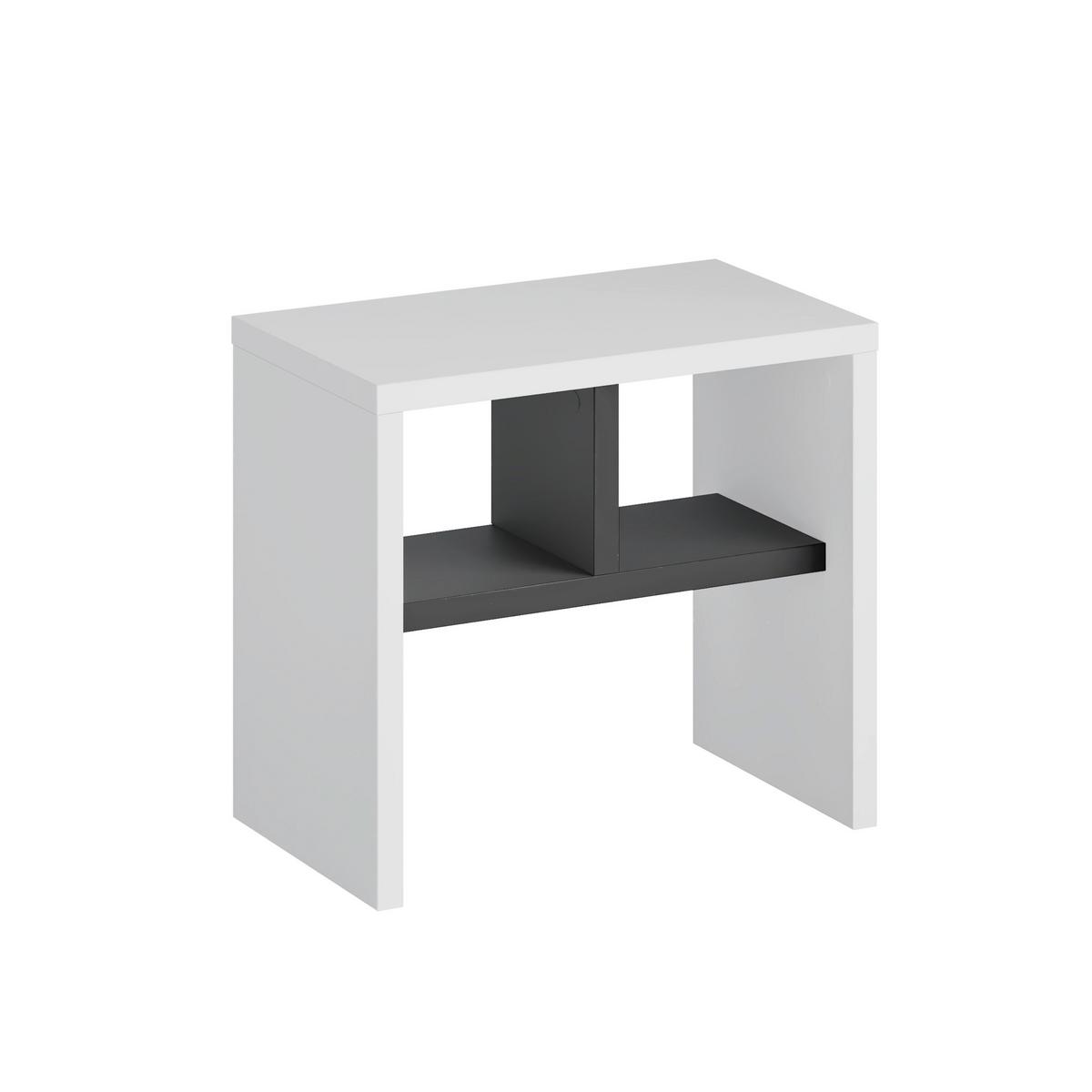 Beistelltisch Komoti Weiß/Anthrazit B: 50 cm - Anthrazit/Weiß, Design, Holzwerkstoff (50/29,5/45cm) - Livetastic