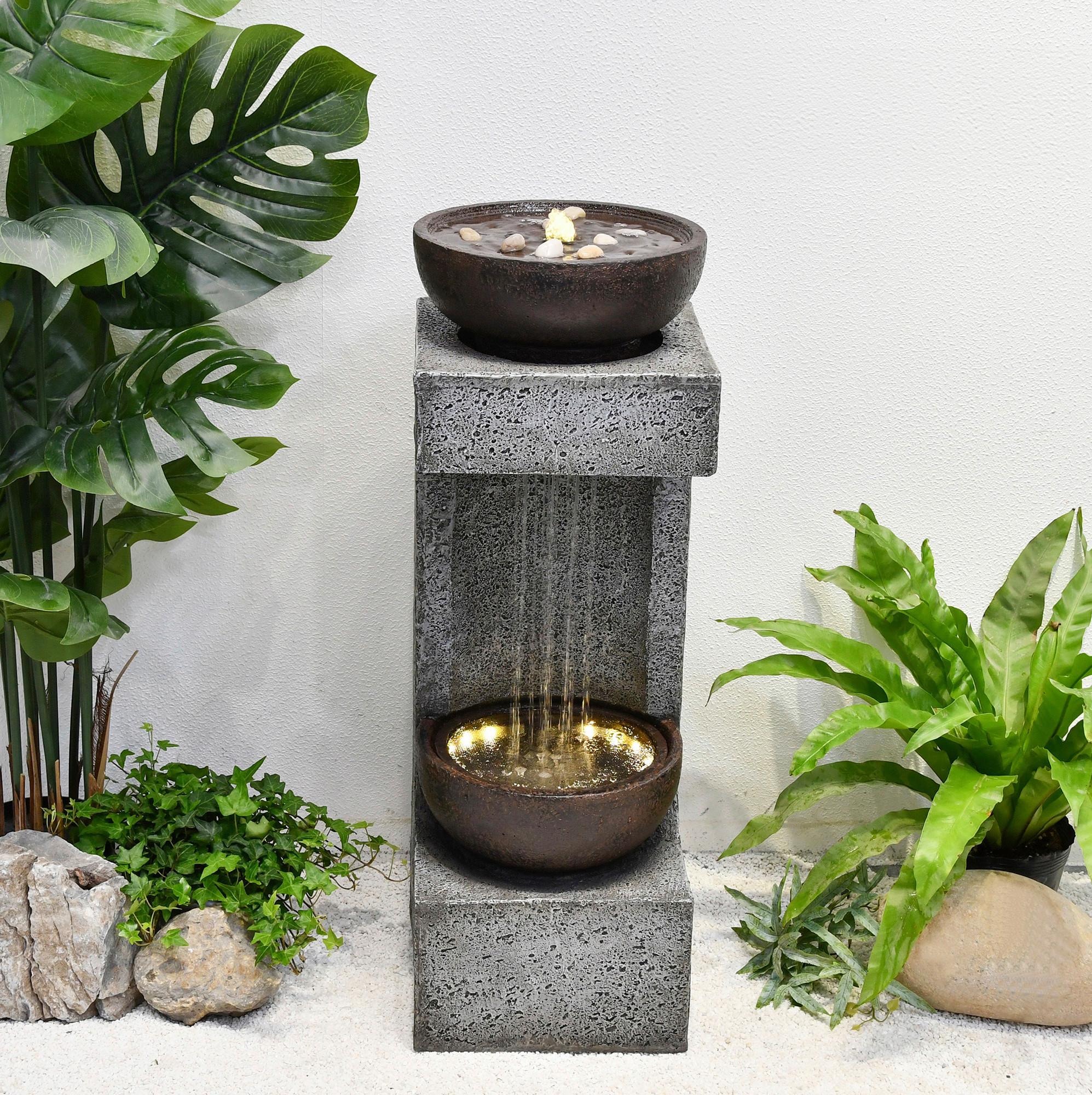 Gartenbrunnen Artemis - Schwarz/Grau, Basics, Glas/Kunststoff (30/86/29,5cm) - Gardenson