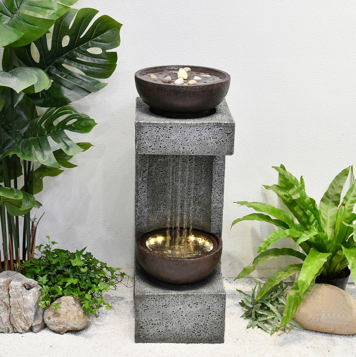 Gartenbrunnen Artemis - Schwarz/Grau, Basics, Glas/Kunststoff (30/86/29,5cm) - Gardenson