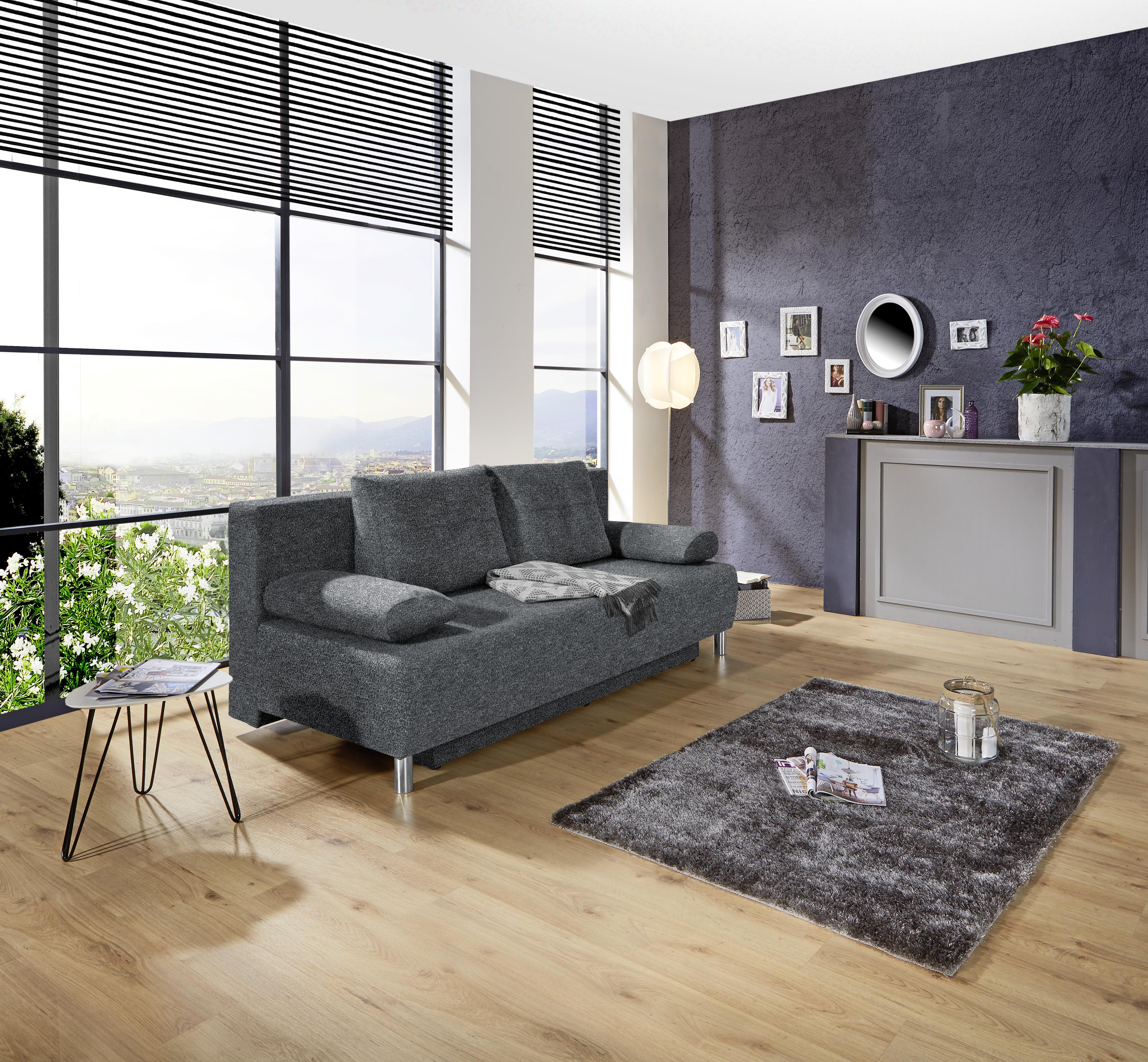 POHOVKA BOXSPRING INES - antracitová/chrómová, Modern, drevo/textil (203/96/102cm) - Luca Bessoni