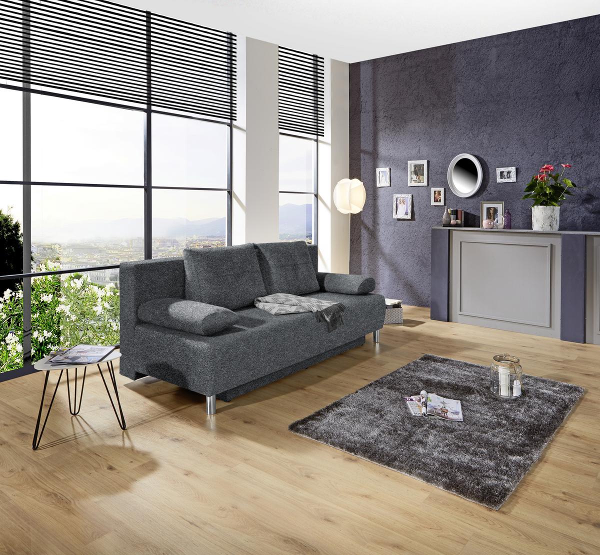POHOVKA BOXSPRING INES - antracitová/chrómová, Modern, drevo/textil (203/96/102cm) - Luca Bessoni