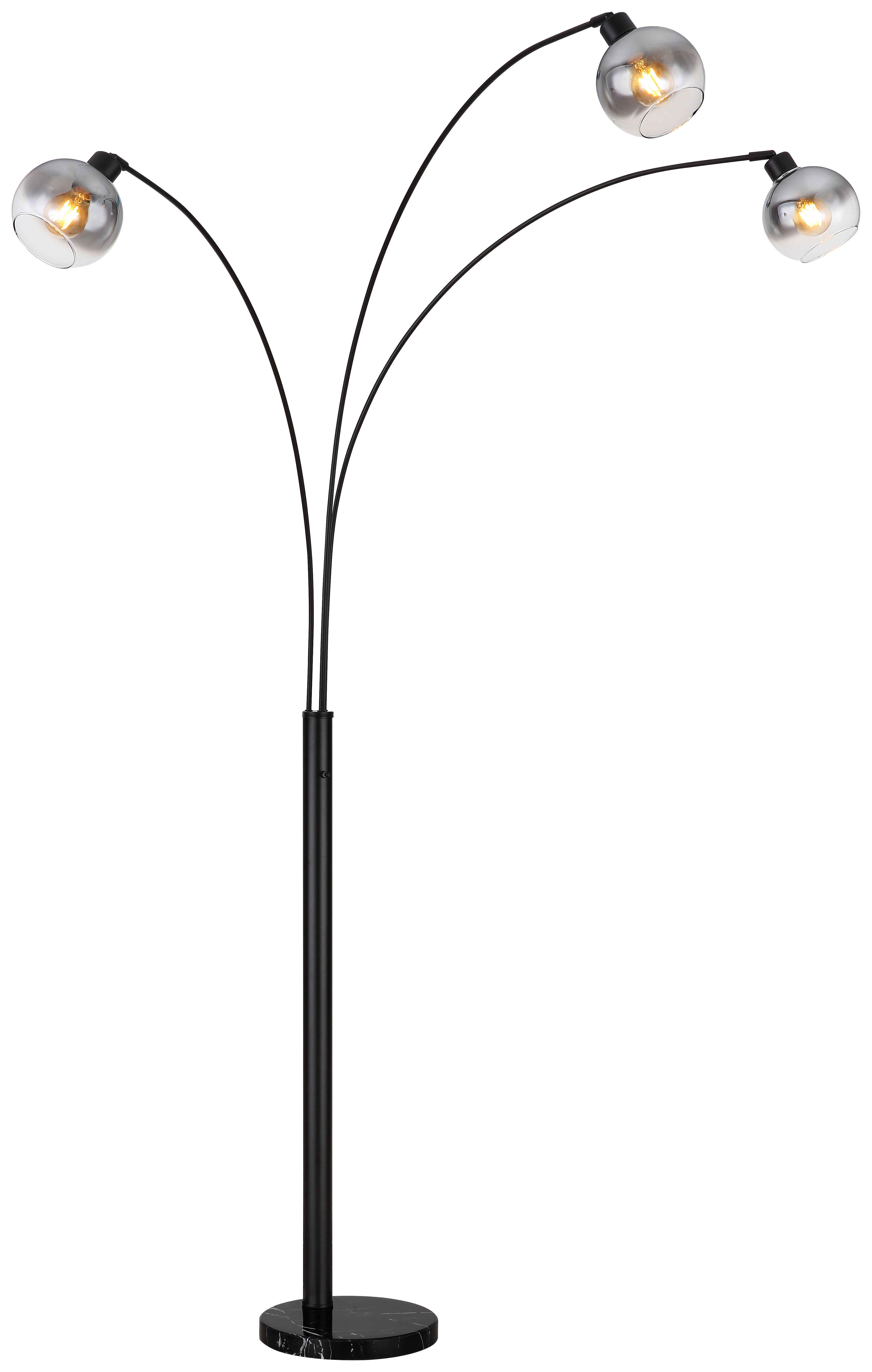 Stehlampe Teresa Schwarz TERESA - Schwarz, MODERN, Glas/Stein (95/170/202cm) - James Wood
