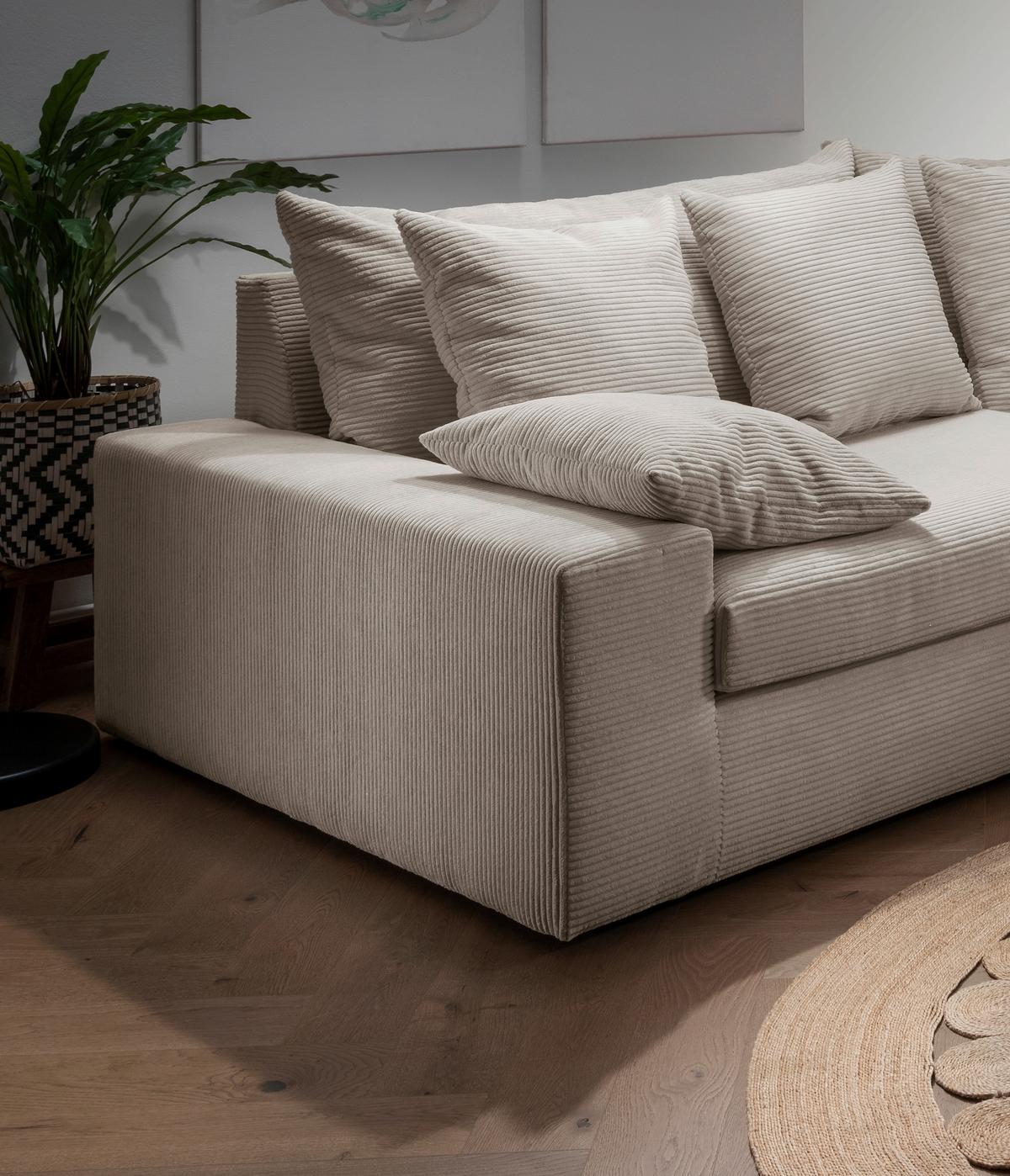 Ecksofa Avellino Beige S: 301/301 cm - Beige/Schwarz, MODERN, Textil (301/301cm) - Livetastic
