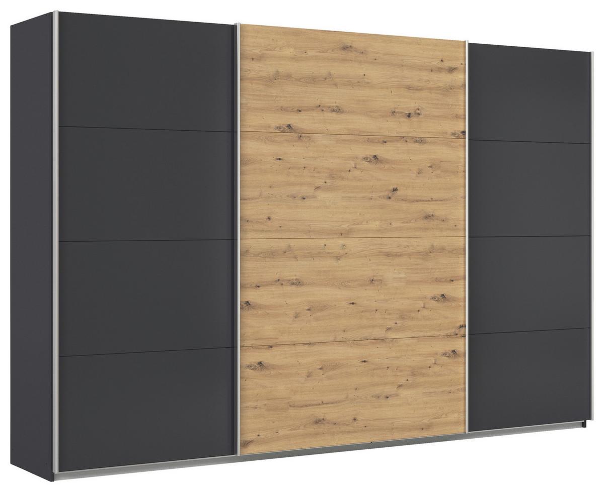 Schwebetürenschrank B: 315cm Feldkirch Grau/Eiche Dekor - Anthrazit/Eiche Artisan, MODERN, Holzwerkstoff (315/210/62cm)