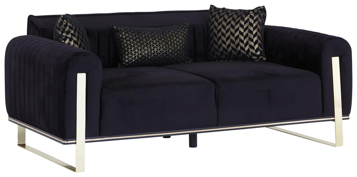2-Sitzer-Sofa Bono Schwarz - Goldfarben/Schwarz, MODERN, Textil (180/83/90cm) - Luca Bessoni