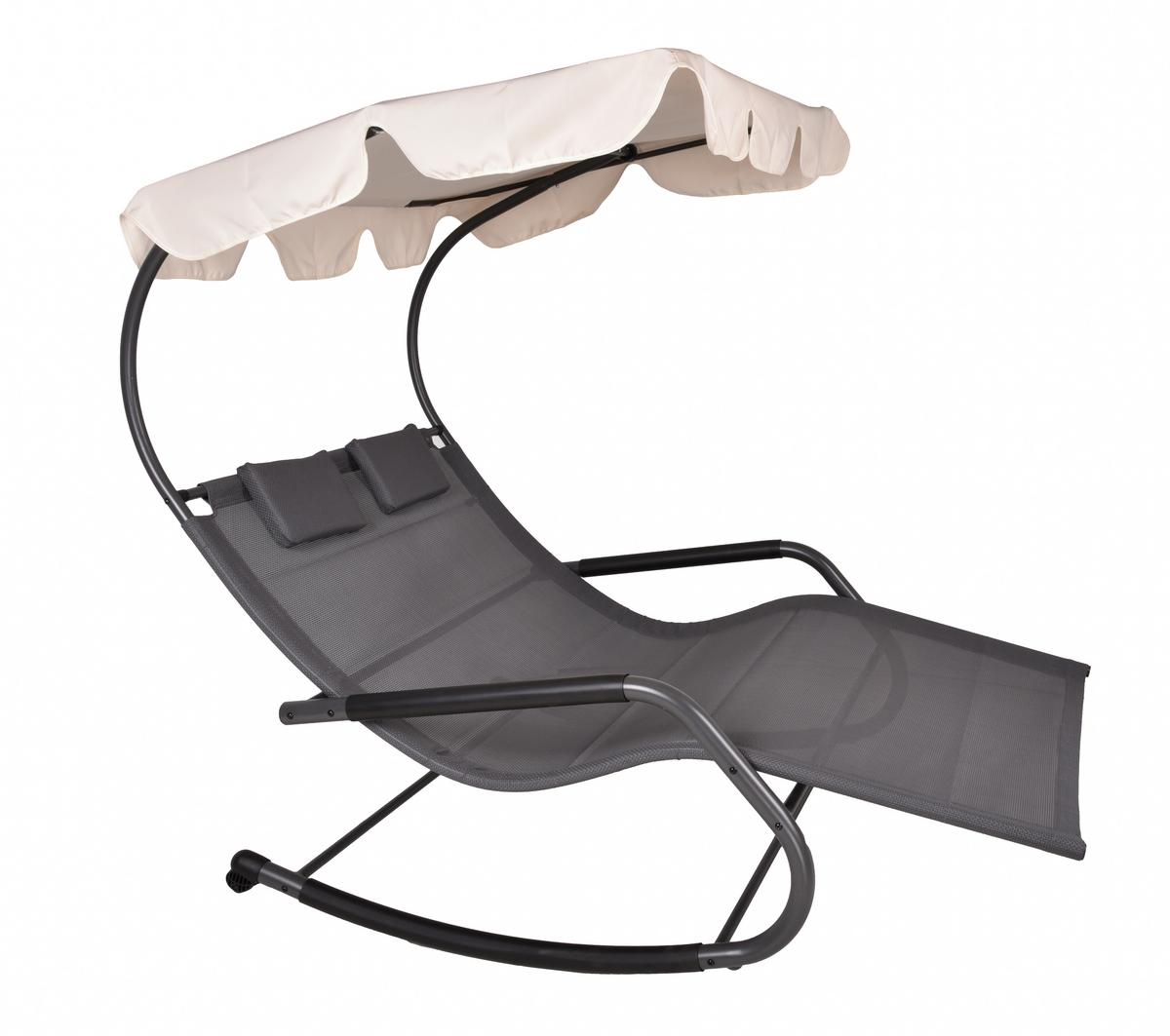 Gartenliege Serifos - Anthrazit/Creme, Basics, Kunststoff/Metall (138/160/200cm) - Gardenson