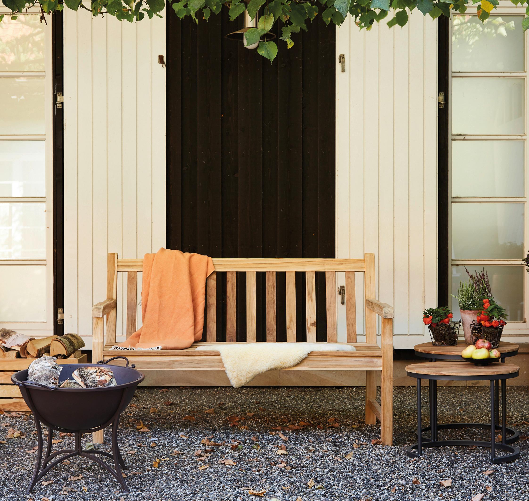 Gartenbeistelltisch H16597 - Anthrazit/Teakfarben, MODERN, Holz/Metall (50/50/40cm) - Siena Garden