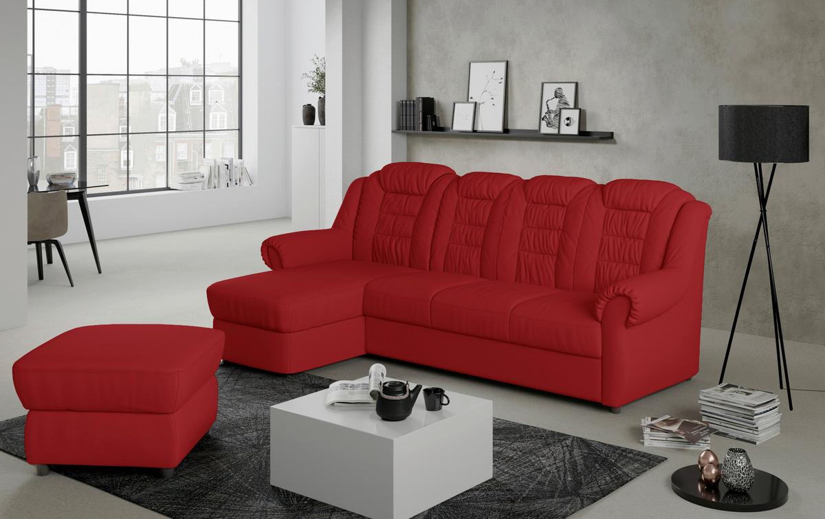 Ecksofa Boston Rot Lederlook - Rot/Schwarz, KONVENTIONELL, Textil (165/262cm) - Livetastic