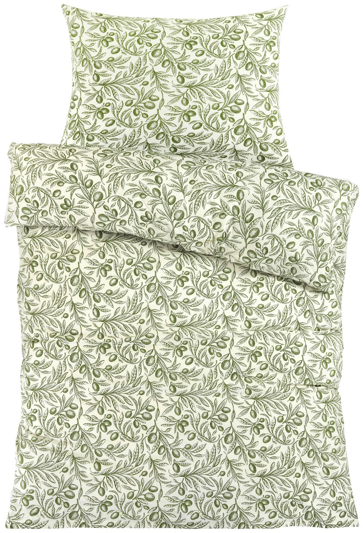 BETTWÄSCHE OLIVES - Weiß/Grün, MODERN, Textil - Luca Bessoni