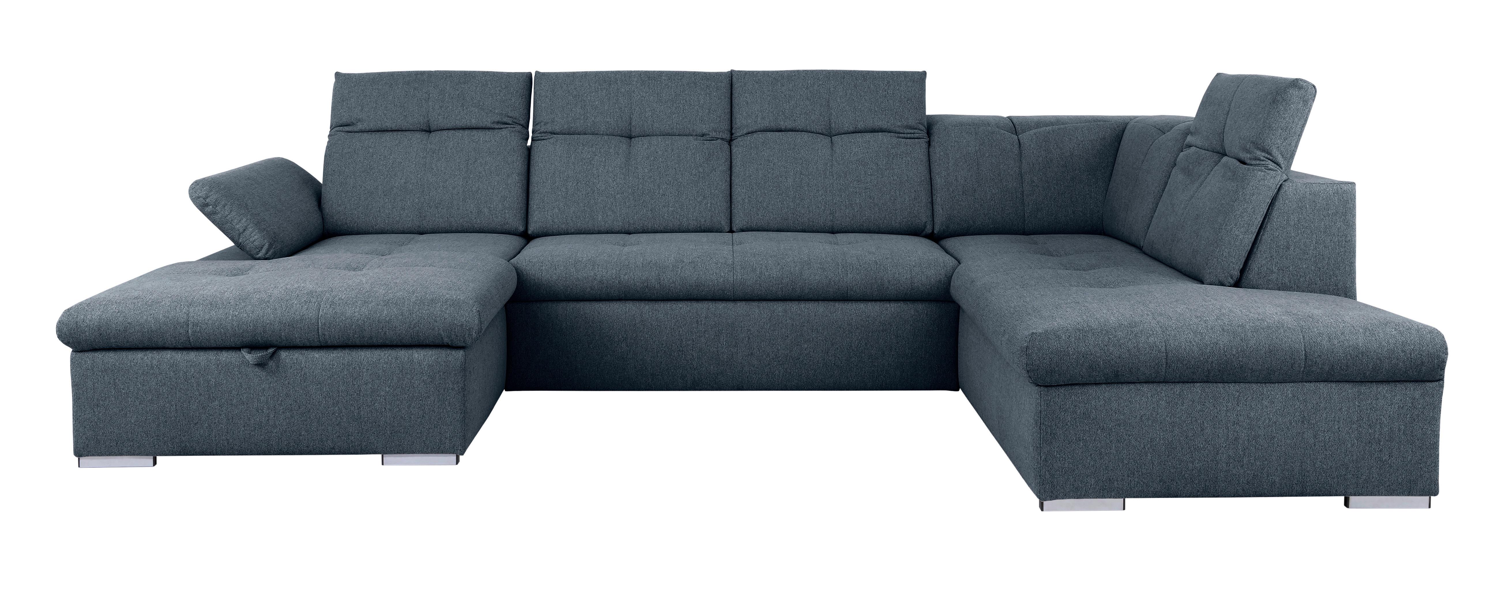 Wohnlandschaft Dunkelblau U: 173x328x215 cm - Dunkelblau/Grau, Design, Textil (173/328/215cm) - MID.YOU