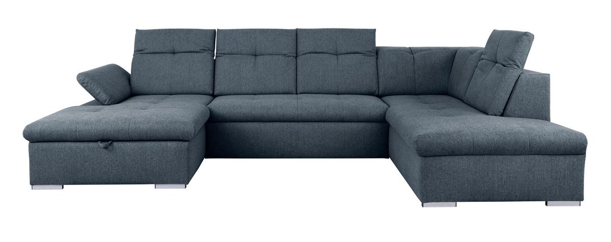 Wohnlandschaft Dunkelblau U: 173x328x215 cm - Dunkelblau/Grau, Design, Textil (173/328/215cm) - MID.YOU