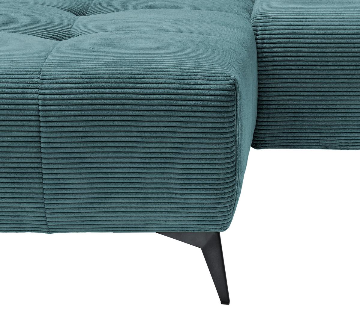 Ecksofa mit USB Anschluss Sano, Petrol, S: 180x258 cm - Petrol/Schwarz, MODERN, Textil (180/258cm) - Livetastic