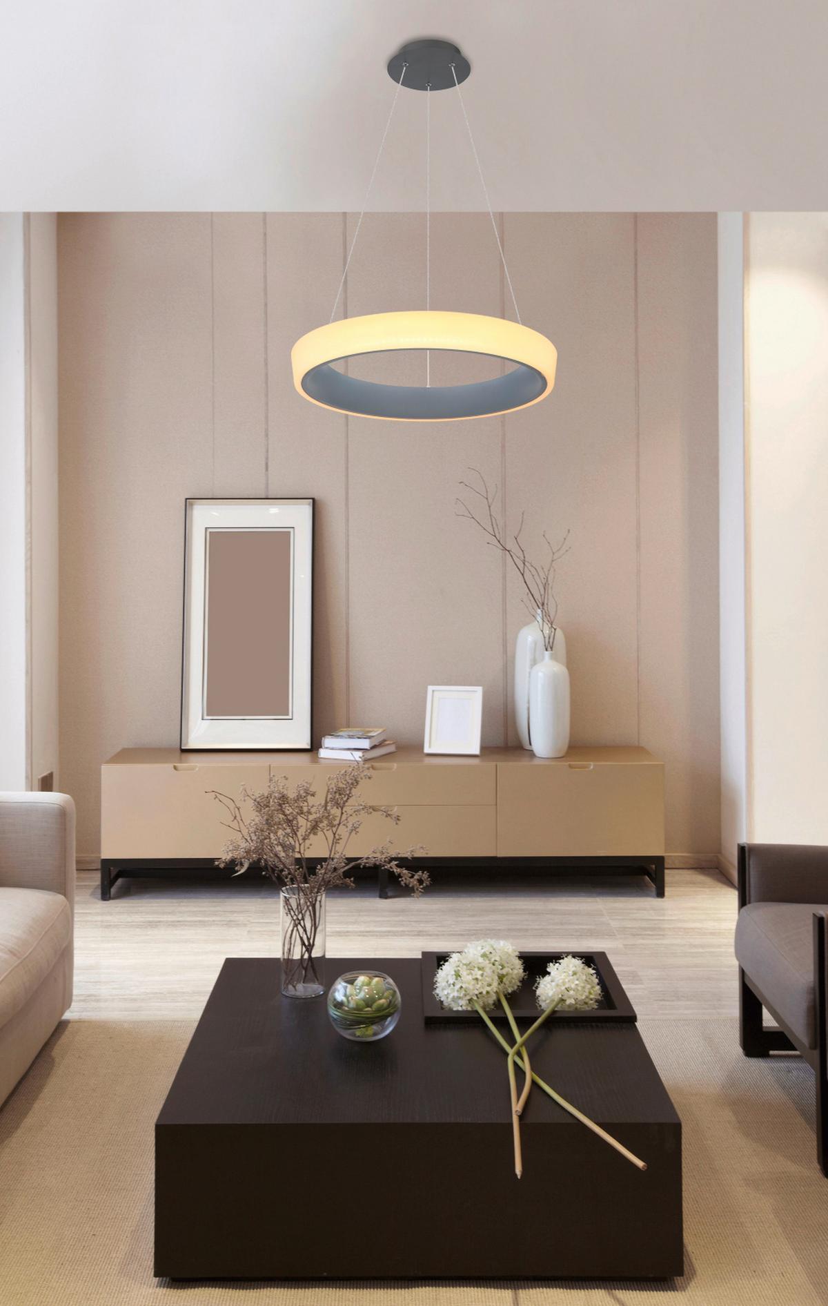 LED-Hängeleuchte Tabano H: 120 cm 1-Flammig - Anthrazit/Opal, Basics, Kunststoff/Metall (50/120cm) - Globo