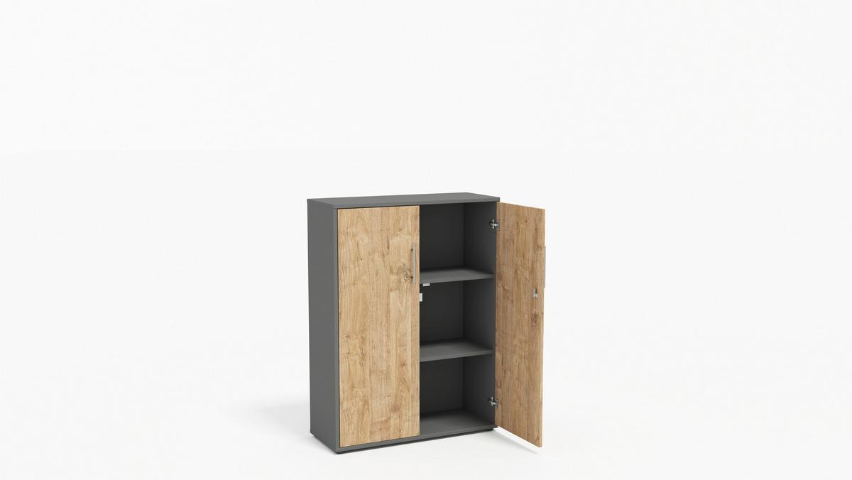 AKTENSCHRANK OFFICE EDITION - SW SET 4 - Eichefarben/Anthrazit, MODERN, Holzwerkstoff (128,5/185,6/33cm) - MID.YOU