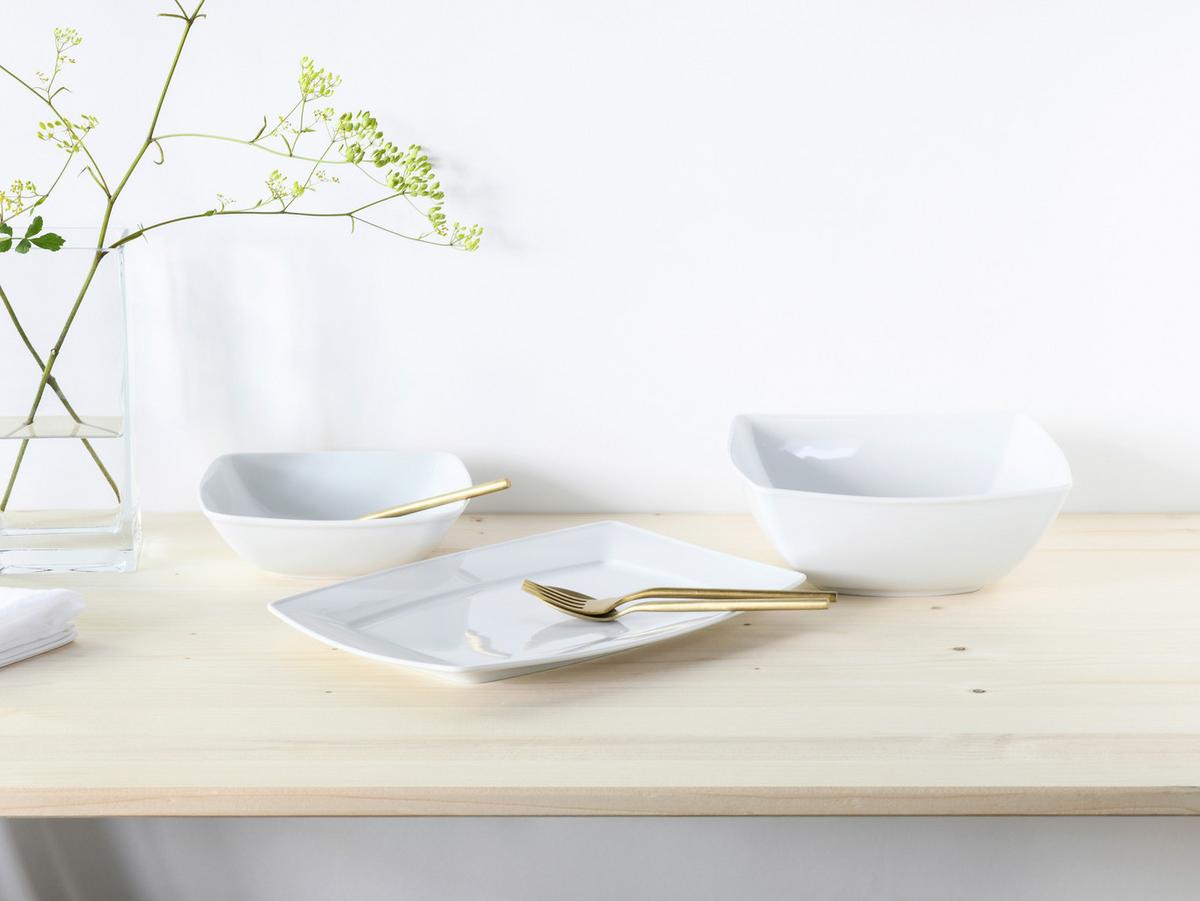 Servierset Victoria Porzellan 2x Schalen, 1x Platte - Weiß, Basics, Keramik - Creatable
