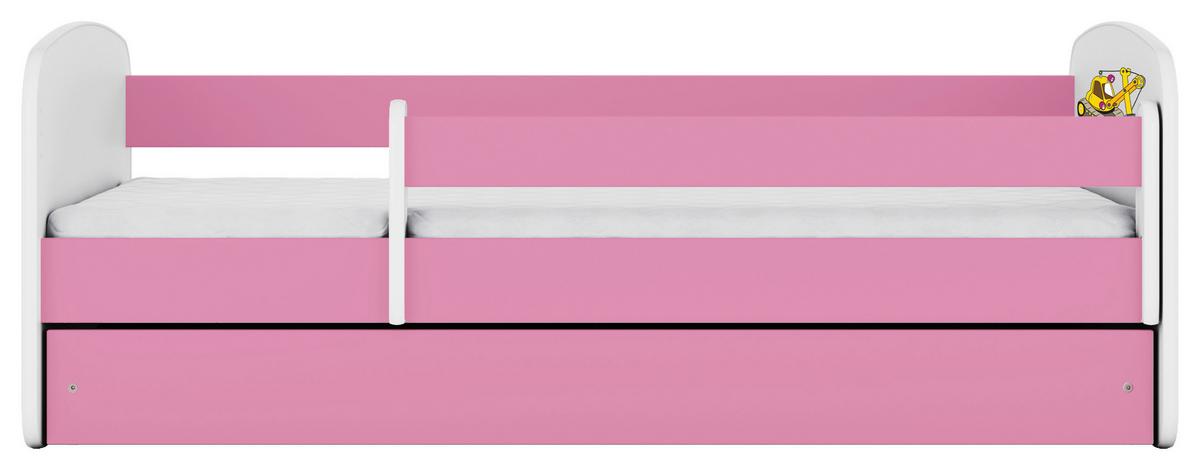 Kinder-/Juniorbett Babydreams Inkl. Matratze 80x160 - Pink/Birkefarben, MODERN, Holz/Holzwerkstoff (80/160cm) - MID.YOU