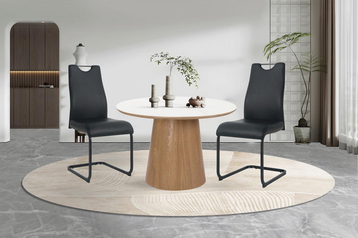 Stuhl-set Lederlook Schwarz, B: 42 Cm - Schwarz, Design, Kunststoff/Textil (42/98/56cm) - Livetastic