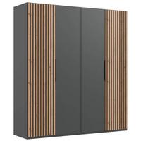 Drehtürenschrank Andorra Eiche/graphitfarben B: 200 Cm - Eichefarben/Graphitfarben, MODERN, Holzwerkstoff (200/216/58cm) - MID.YOU