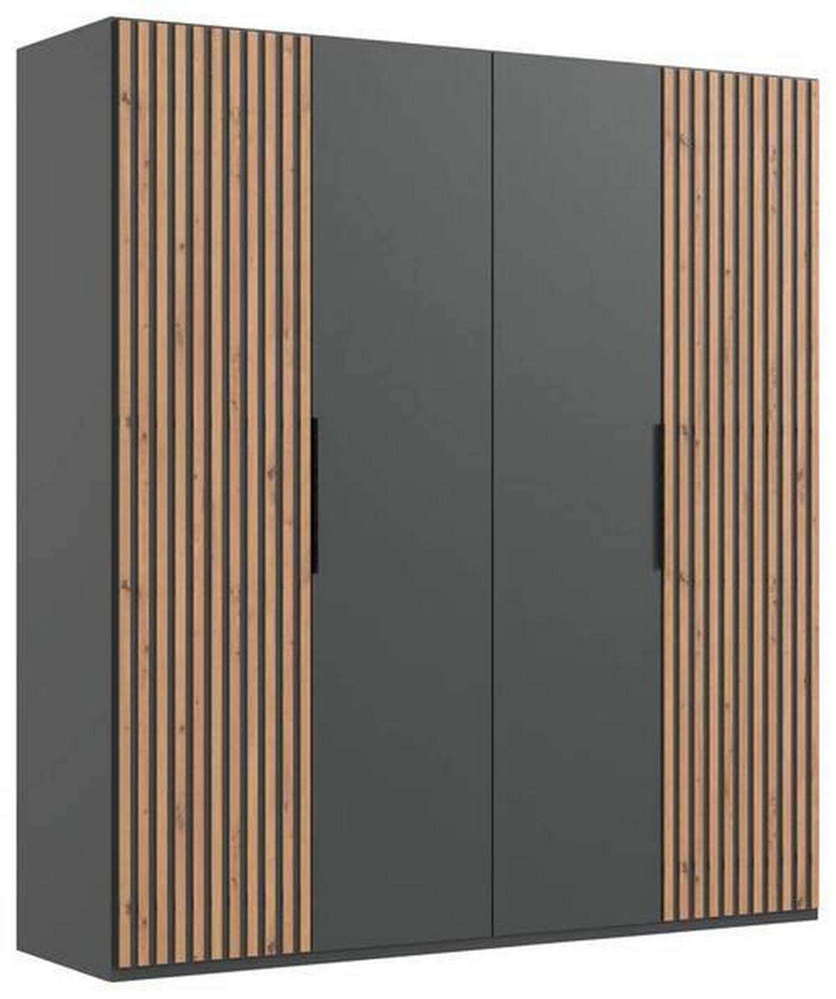 Drehtürenschrank Andorra Eiche/graphitfarben B: 200 Cm - Eichefarben/Graphitfarben, MODERN, Holzwerkstoff (200/216/58cm) - MID.YOU