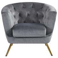 Polstersessel Mit Armlehnen Lita Samtbezug Grau - Goldfarben/Grau, MODERN, Textil/Metall (89/78/83cm) - Ti'me