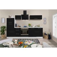 Küchenzeile mit Geräten 280 cm Schwarz Hochglanz/Weiß - Schwarz/Weiß, KONVENTIONELL, Holzwerkstoff (280cm) - Respekta