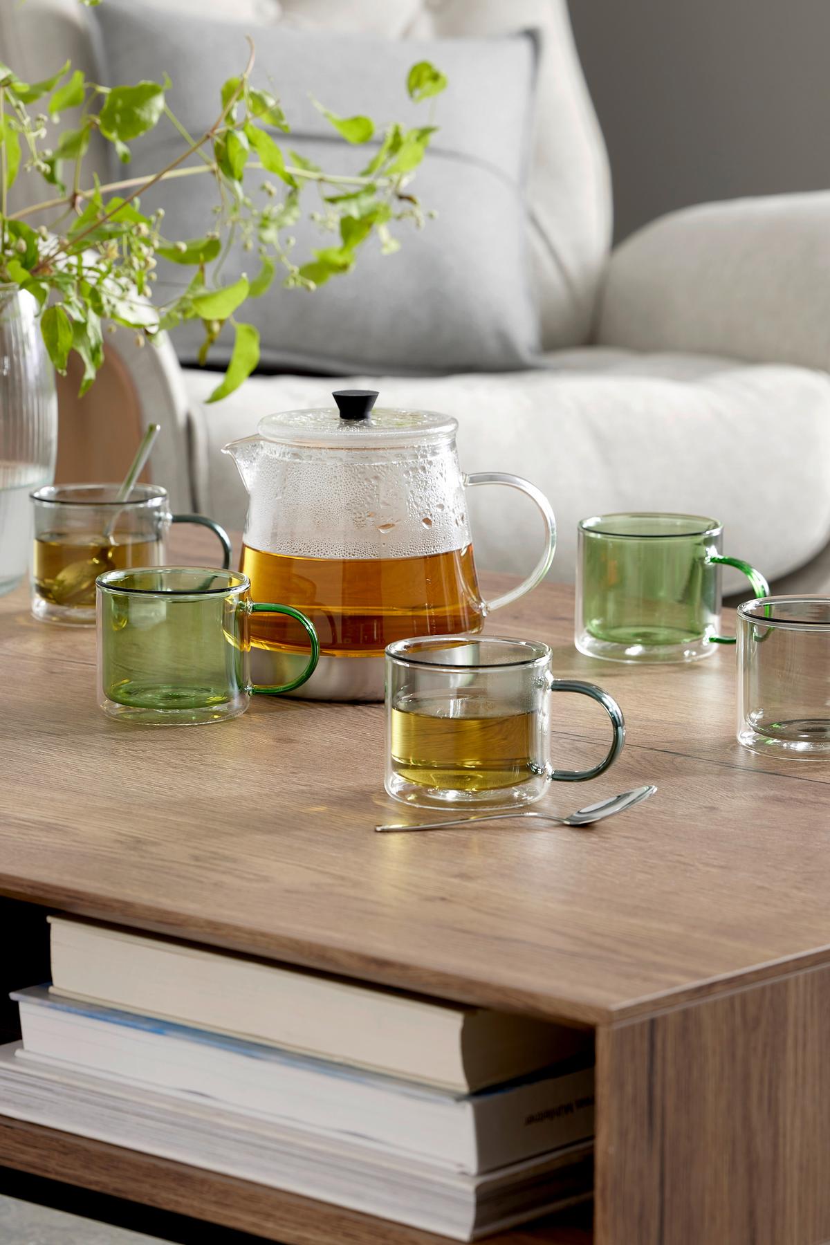 Tasse Tina - Grau/Grün, Basics, Glas (8,5/8cm) - James Wood