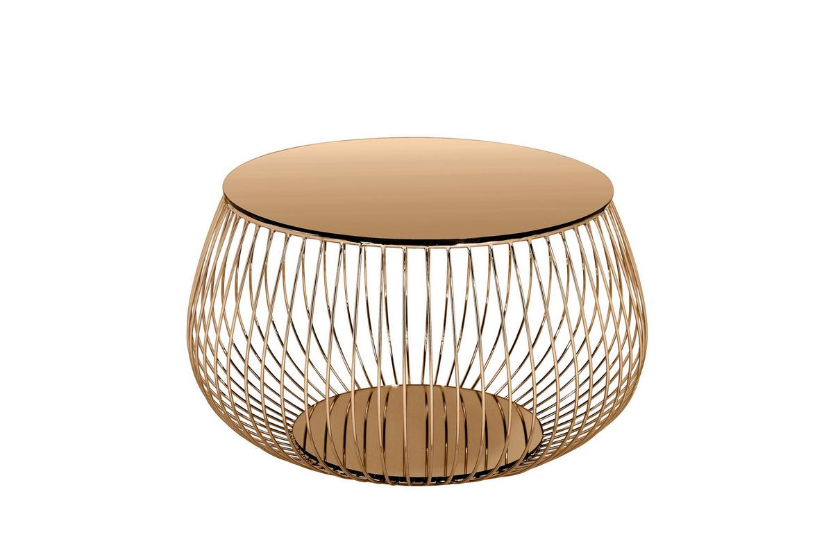 Couchtisch Roségold L: 72 cm - Roségold, Design, Glas/Metall (72/72/42cm) - Livetastic