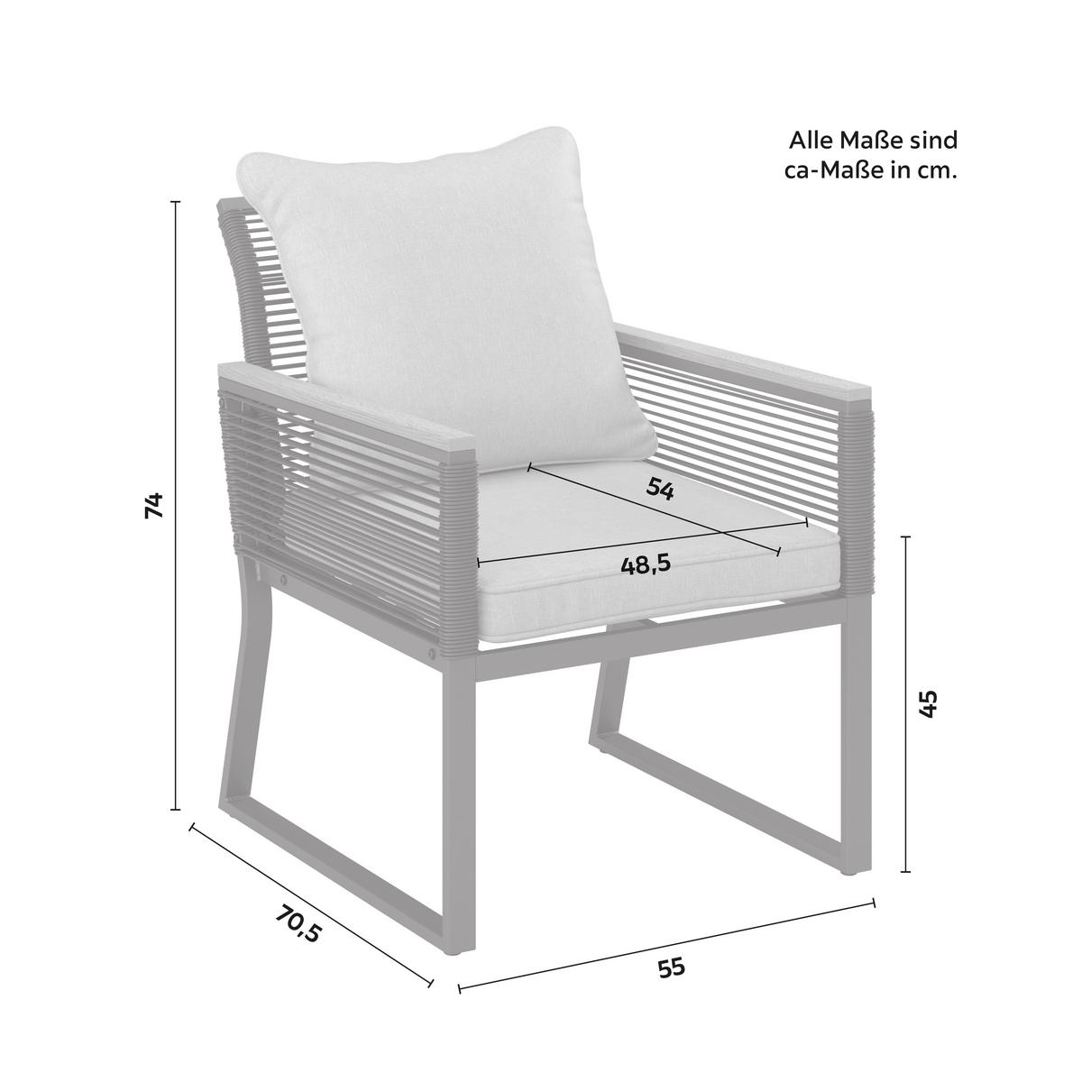 TERASOVÁ SEDACIA SÚPRAVA PAULINA - čierna/svetlosivá, Modern, kov/textil (106/74/70,5cm) - Bessagi Garden