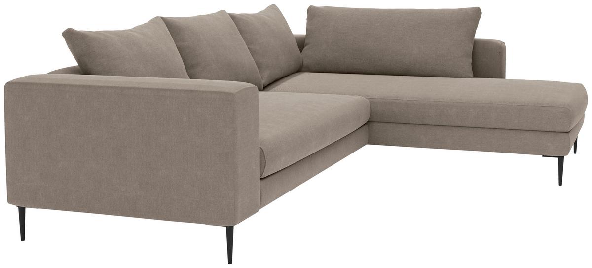 Ecksofa Aurora II - Taupe/Schwarz, MODERN, Textil (295/210cm) - Trendmanufaktur