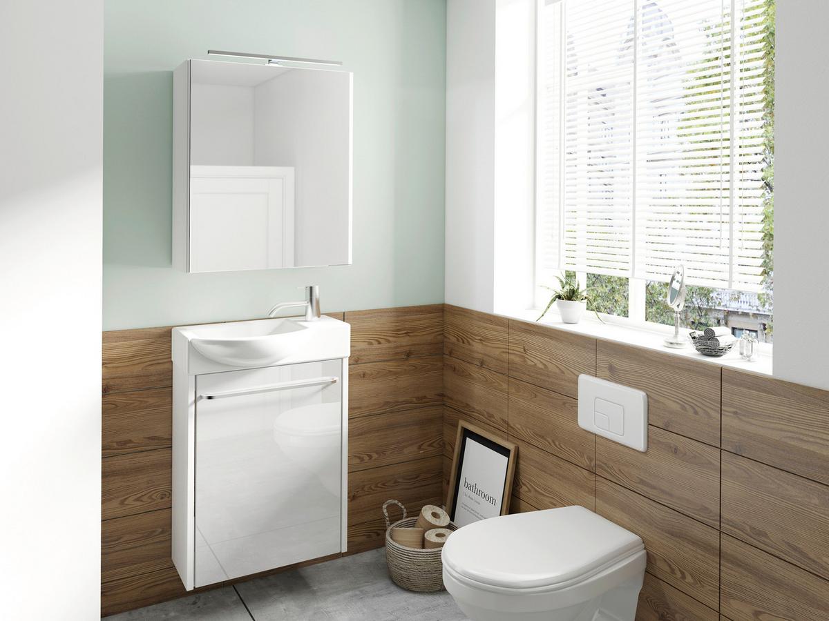 Spiegelschrank Spree mit Led 1 Tür BxHxT 50x60x20 cm Weiß - Weiß, MODERN, Glas/Holzwerkstoff (50/60/20cm) - MID.YOU