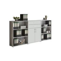 Aktenschrank Office Edition Grau/weiß, B: 253,2 Cm - Weiß/Grau, MODERN, Holzwerkstoff (253,2/113,6/33cm) - MID.YOU