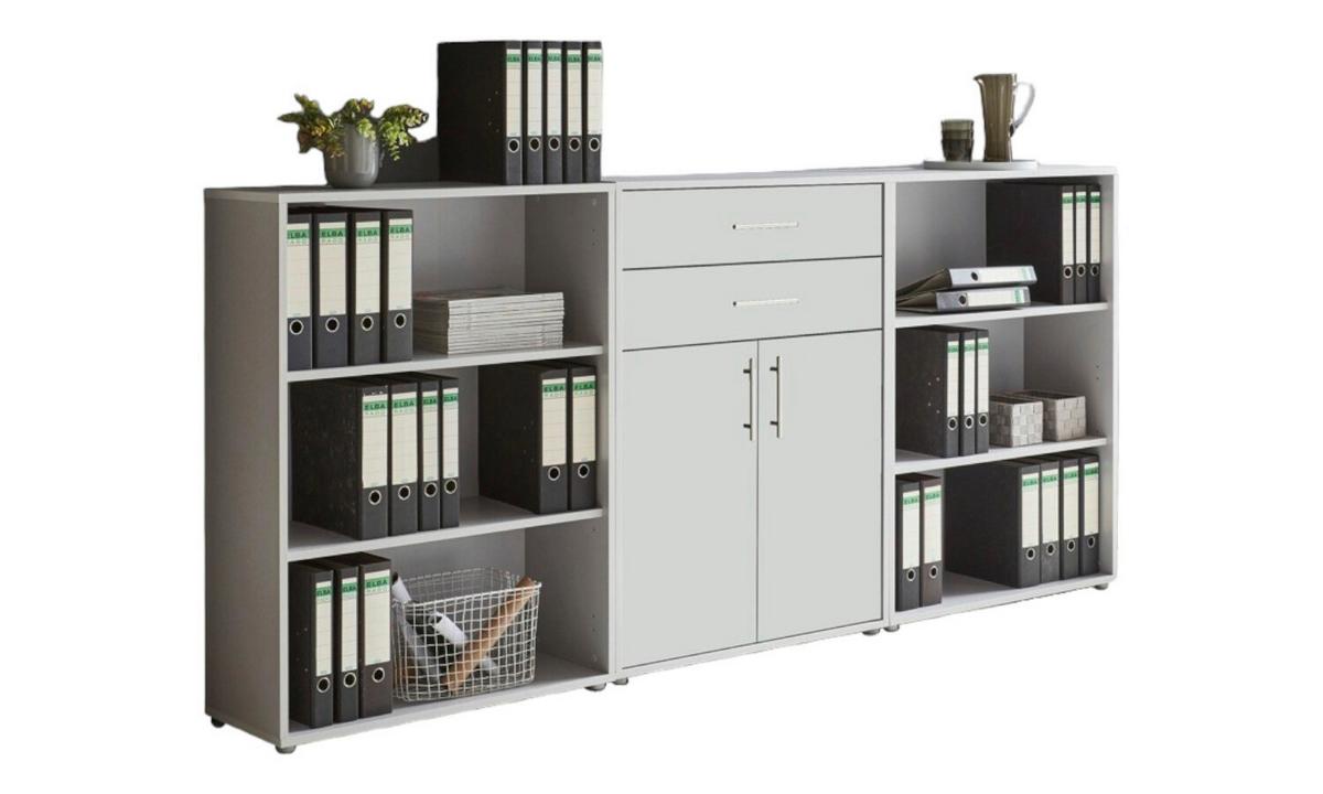 Aktenschrank Office Edition Grau/weiß, B: 253,2 Cm - Weiß/Grau, MODERN, Holzwerkstoff (253,2/113,6/33cm) - MID.YOU