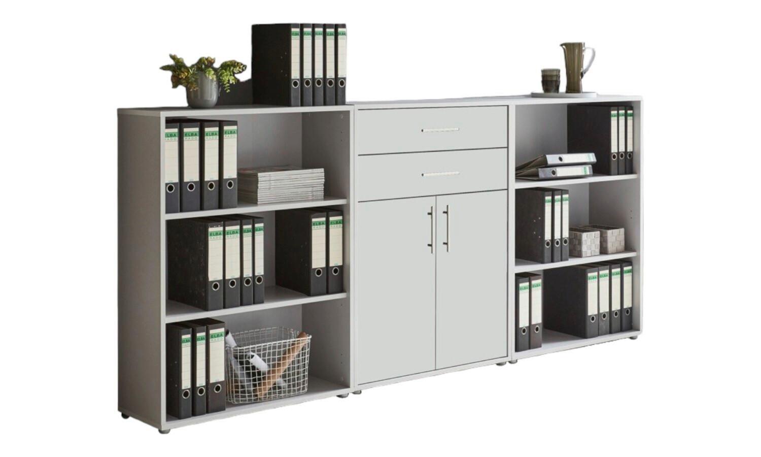 Aktenschrank Office Edition Grau/weiß, B: 253,2 Cm