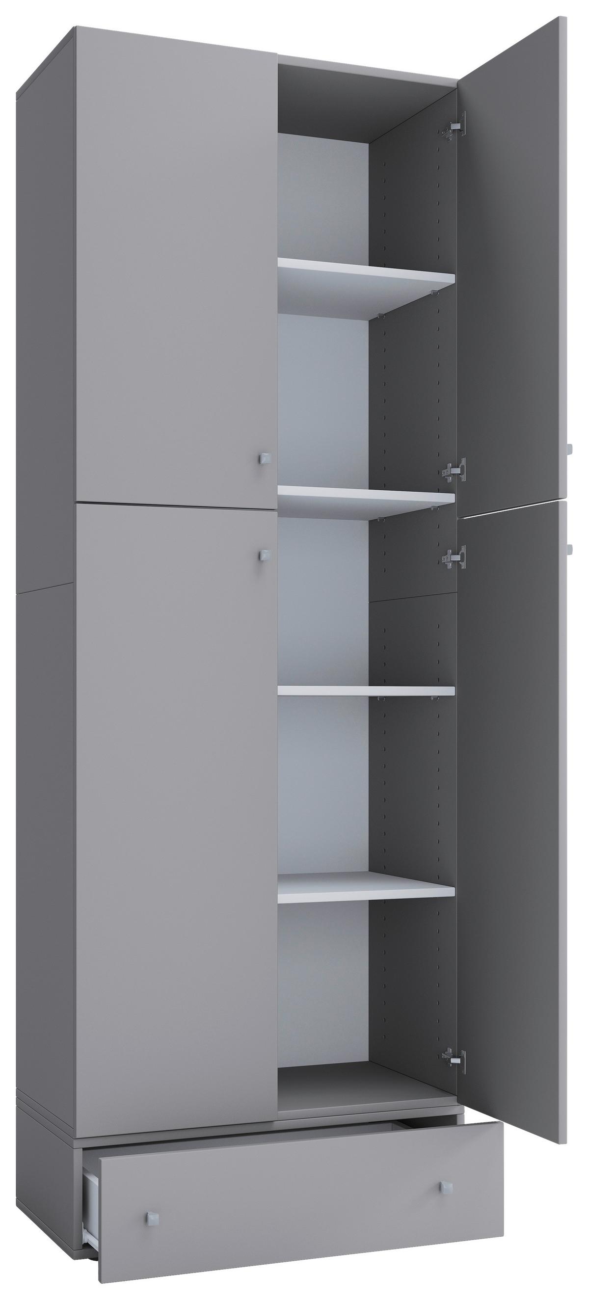 Skrinka na topánky Lona XXL, so zásuvkou, š. 70cm - čierna/sivá, Konventionell, kompozitné drevo/plast (70/200/39cm) - MID.YOU