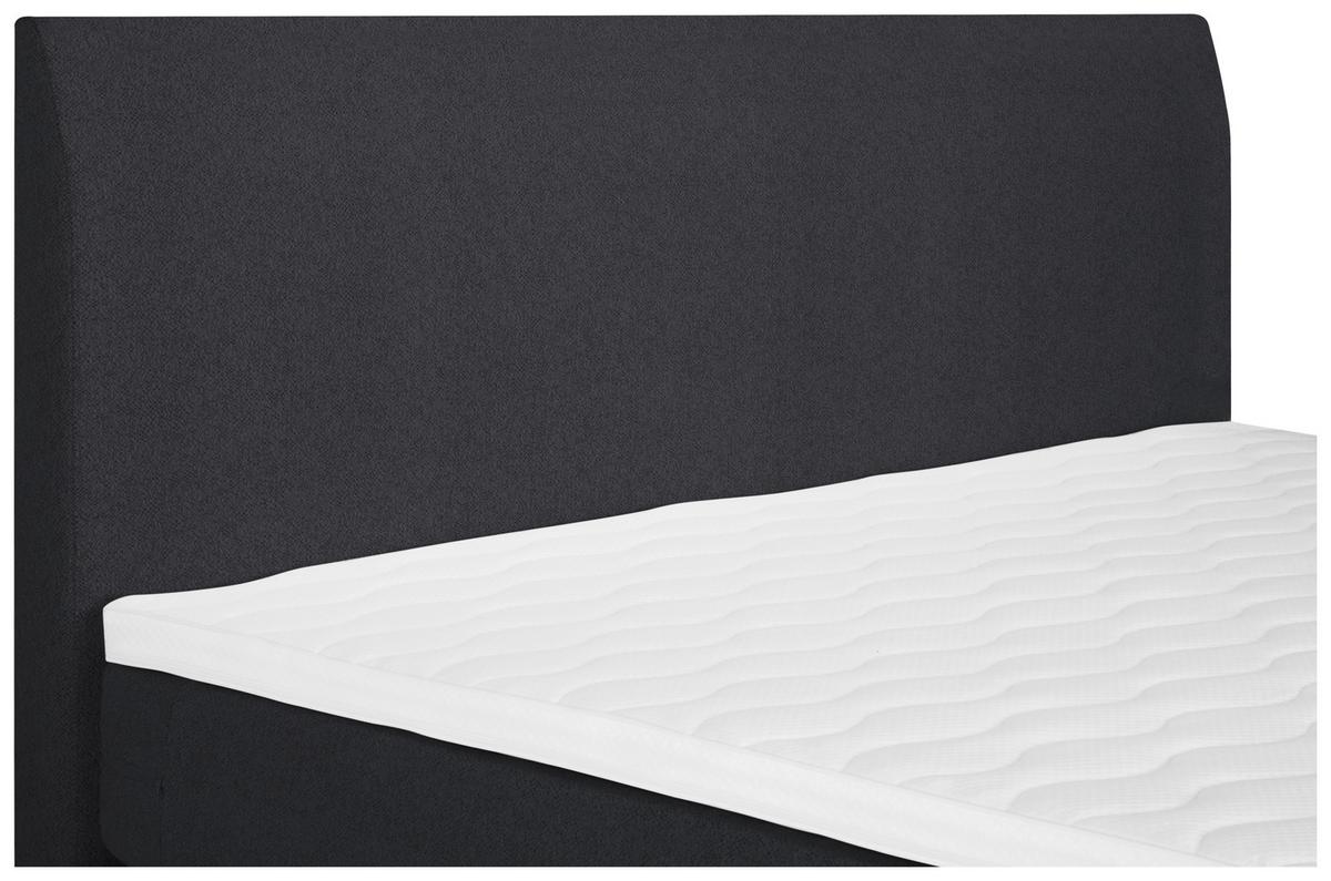 Boxspringbett mit Topper 140x200 cm Linz, Schwarz - Schwarz, MODERN, Textil (140/200cm) - MID.YOU