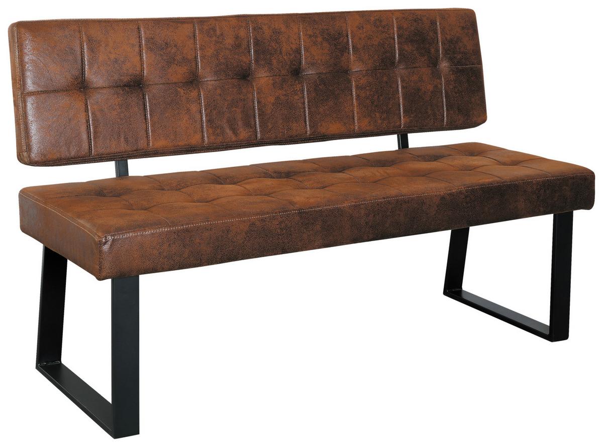 Sitzbank Braun Volda 140x85x56 cm - Schwarz/Braun, MODERN, Textil/Metall (140/85/56cm) - MID.YOU