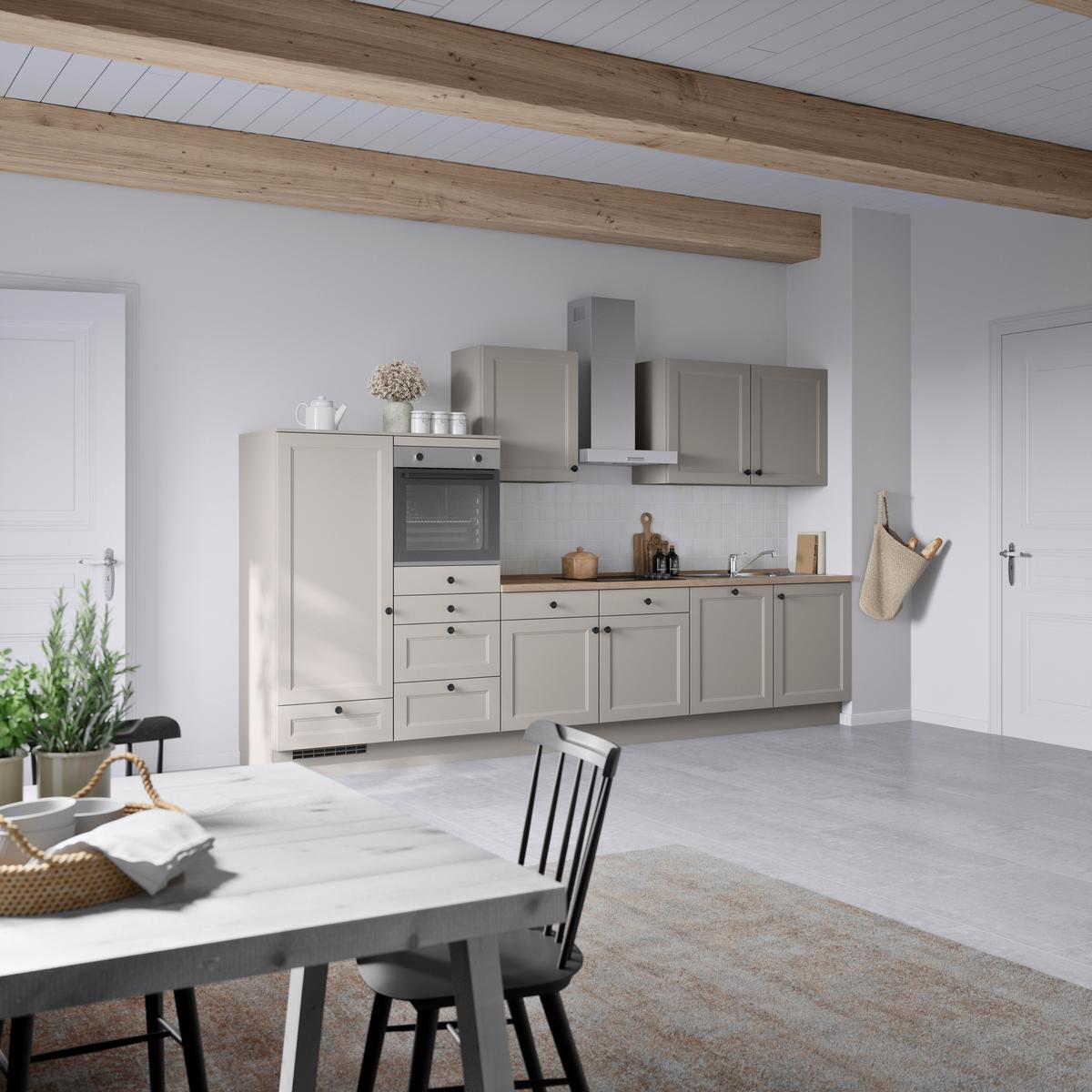 Kuchyňská linka 360 cm, kamenná sivá - šedá/černá, Moderní, kov/kompozitní dřevo (360cm) - Nobilia